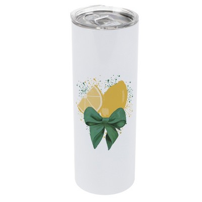 Elanze Designs 20 Ounce Stainless Steel On the Go Travel Tumbler With Push Top Lid, Lemon