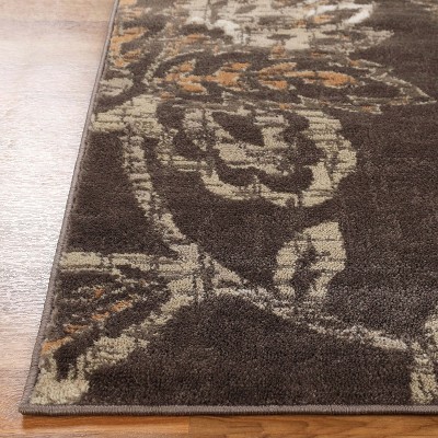 Taupe Floral Stain-resistant Modern Farmhouse Area Rug, 3'x5'