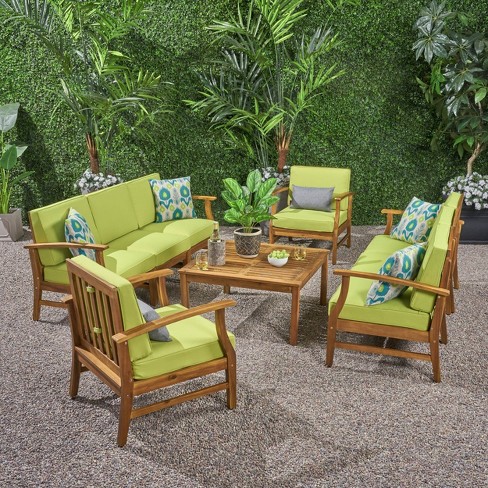 9pc Perla Acacia Wood Patio, Teak Outdoor Furniture Conversation Sets