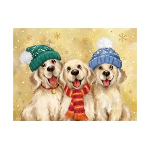 Canvas Wall Art - MAKIKO 'Christmas Golden Dogs' Wall Art for Living Room, Bedroom, or Office Décor by Trademark Fine Art - 19 x 14 Inches - 1 of 4
