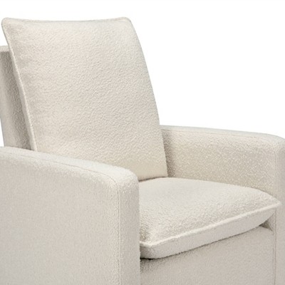 Ivory Boucle Pillowback Swivel Glider with Gold Base