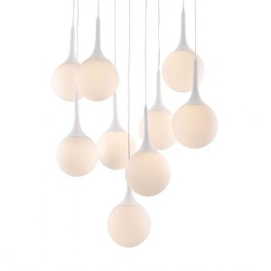 Zuo Epsilon Ceiling Lamp White with 9 Frosted Glass Orbs and Painted Steel Base 86.6"H - 1 of 4