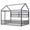 CAVINAS Twin/Full Size House Platform Bed Frame with Fence&Shelves,Metal Floor Bed for Kids Room,Bedroom - 3 of 4