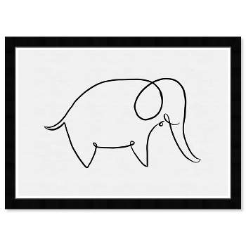 19" x 13" Elephant Outline Simple Animals Framed Wall Art Black - Olivia's Easel