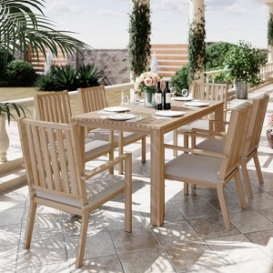 Heynemo 7 Pieces Patio Dining Sets, Aluminum Outdoor Dining Table with 6 Chairs & Removable Cushion for Lawn, Garden, Backyard - 1 of 4