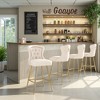 MAYEERTY Beige Velvet Bar Stools Set of 2, Button-Tufted Wing-Back,Metal Legs for Kitchen Island & Pub - 2 of 4