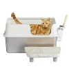 LunaLulinlk white Stainless steel cat litter box with lid, cat litter box with pedal filter and scoop - 4 of 4