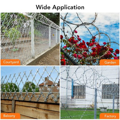 Razor Wires, 250/500FT Razor Barbed Wire, 50FT Per Roll Razor Wire Fencing Razor Fence, Barbed Wire Galvanized Steel Razor Wire for Garden, Fence