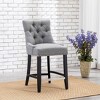 WestinTrends 24" Linen Fabric Tufted Buttons Upholstered Wingback Counter Stool - 2 of 4