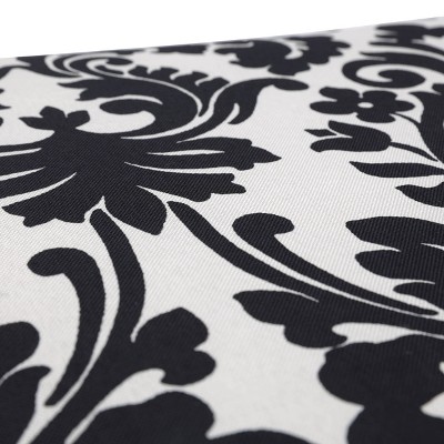 Elegant Damask Black and Off-White Outdoor Wicker Chair Cushion Set