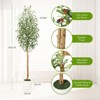 Olive Trees Artificial Indoor, Tall Faux Silk Plant White Planter, Fake Olive Trees with Natural Wood Trunk and Green Fake Moss for Home Office Decor - 3 of 4