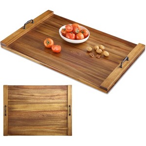 30x22 Inch Acacia Wood Stove Top Cover, Large Noodle Board with Dual Handles, Multifunctional Wooden Cutting Board and Butcher Block for Gas - 1 of 4