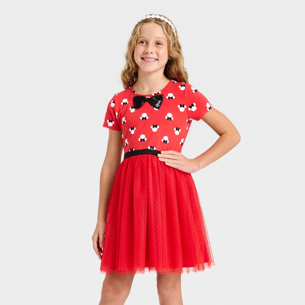 Girls' Disney Minnie Mouse Tulle Dress - Red XL Plus