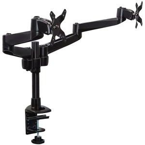 Mount-It! Dual Monitor Desk Mount Swivel Arm, Quick Connect with Combo Grommet and Clamp Base, Black - 1 of 4