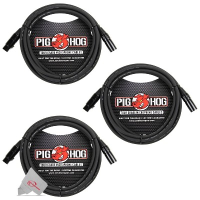 PigHog 8mm XLR Microphone Cable Male to Female 10 Ft Fully Balanced Premium Mic Cable - 3 Units