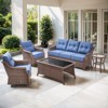 Belord 5PCS Patio Furniture Set with 6" Thick Cushion, Brown Wicker Outdoor Conversation Set with Swivel Chairs and Tempered Glass Top Coffee Table - 3 of 4