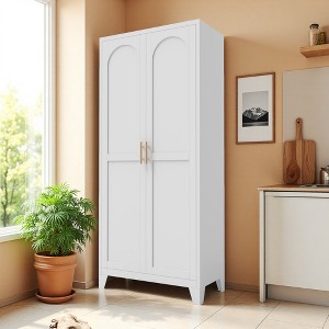 TiramisuBest 50/71 inch Pantry Cabinet Freestanding Buffet Sideboard 2 Door Adjustable Shelf Kitchen Dining Living Room Storage Statement - 1 of 4