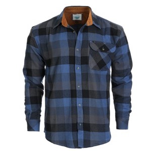 Gioberti Men's Long Sleeve Brushed Flannel Plaid Checkered Shirt with Corduroy Contrast - 1 of 2