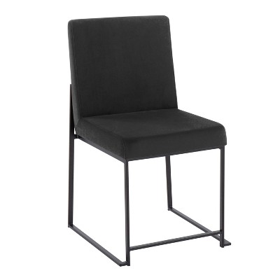 Elegant High Back Fuji Dining Chairs in Black Velvet and Steel