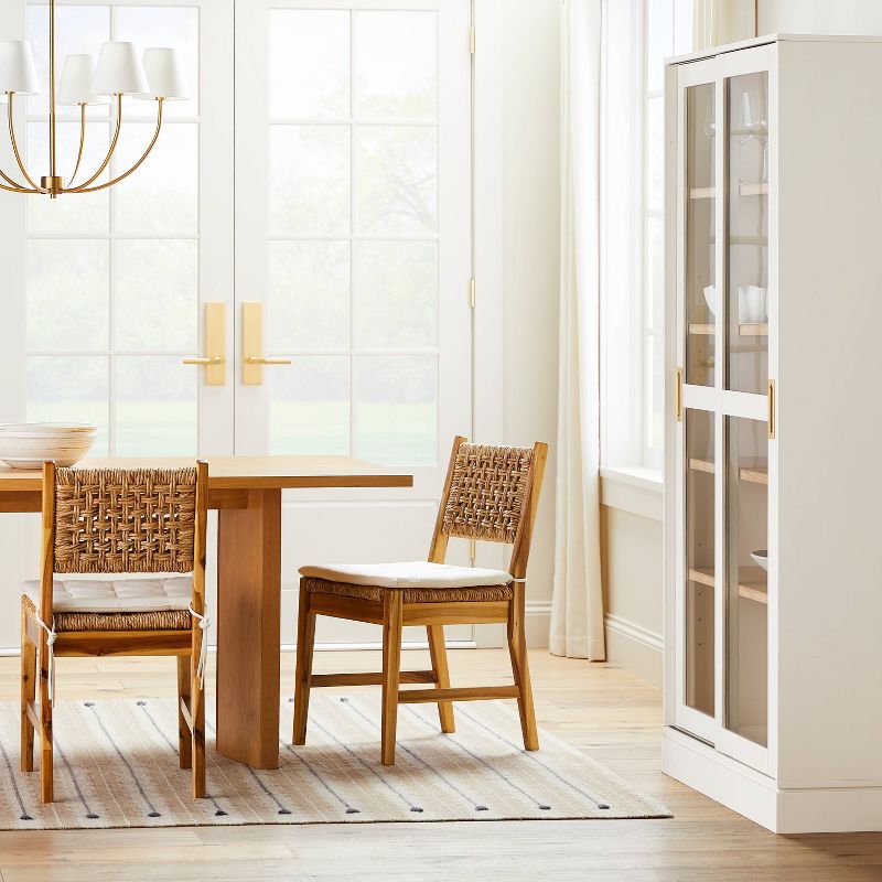 2pk Temescal Valley Wood and Woven Dining Chairs with Cushion Cream - Threshold&#8482; designed with Studio McGee, 3 of 14