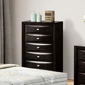 ORRD Black Finish 5-Drawers Chest 1pc Oval Knob Handles Transitional Bedroom Furniture - 1 of 4