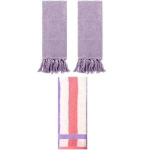 REGALWOVEN 3 Packs Cotton Absorbent Soft Decorative Bathroom Hand Towel Set - 1 of 4