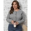 Plus Size Sweater Cardigan for Women - Ribbed Knit Open Front Long Sleeve Casual Outwear, Fall Winter Crew Neck Button Down - 4 of 4