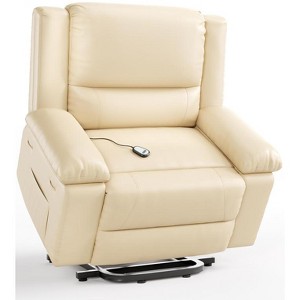 Oversized Electric Power Lift Recliner Chair w/ Heat & Massage - PU Leather Recliner for Elderly & Mobility Impaired - Adjustable Back and Legs - 1 of 4