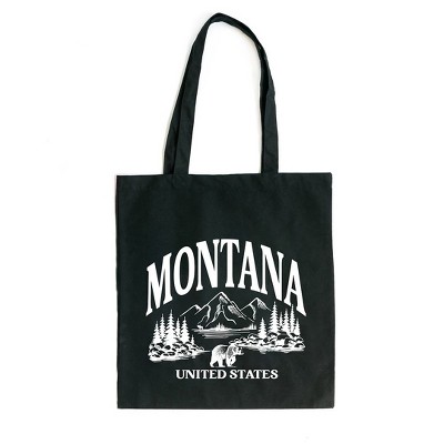 City Creek Prints Montana Forest Scene Canvas Tote Bag - 15x16 - Black