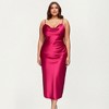 Anna-Kaci Lounge Women's Satin Slip Midi Dress with Draped Neckline Adjustable Straps and Soft Body-Skimming Flowing Silhouette - 2 of 4