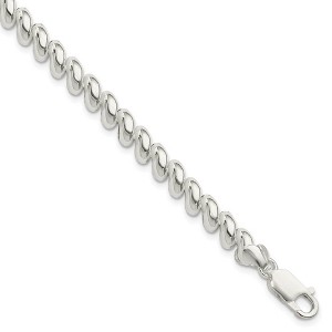 Black Bow Jewelry Sterling Silver 7mm Polished San Marco Chain Bracelet, 7.5 Inch - 1 of 4