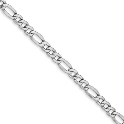 Black Bow Jewelry 3.5mm 14k White Gold Hollow Figaro Chain Necklace