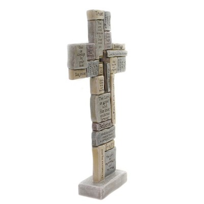 Inspirational Crossword 15" Resin Table Cross with Encouragement Words