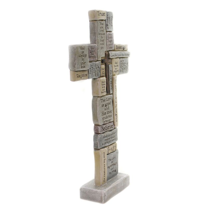 Home Decor Crossword Table Cross  -  One Cross 12.5 Inches -  Believe Trust Rejoice Spiritual  -  46420  -  Polyresin  -  Multicolored, 3 of 4