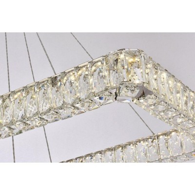 Monroe 42" Chrome LED Double Rectangle Crystal Pendant