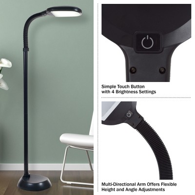 ArcTouch 60" Adjustable Black LED Floor Lamp with Dimmer