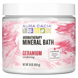 Aura Cacia Aromatherapy Mineral Bath, Comforting Geranium, 16 oz (454 g) - 1 of 3