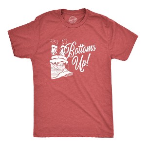 Mens Bottoms Up T Shirt Funny Christmas Santa Claus Chimney Graphic Novelty Tee - Crazy Dog Men's T Shirt - 1 of 4