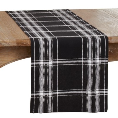 Saro Lifestyle 3501.N1672B 72 in. Checkered Design Table Runner, Natural