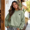 Dalix Butterfly Embroidery Relaxed Crewneck Sweatshirt Soft Fleece Fit Lounge Womens - 3 of 4