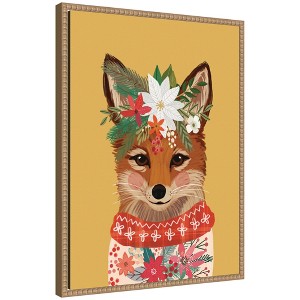 Kate & Laurel All Things Decor Sylvie Beaded Christmas Fox Framed Canvas by Mia Charro - 1 of 4