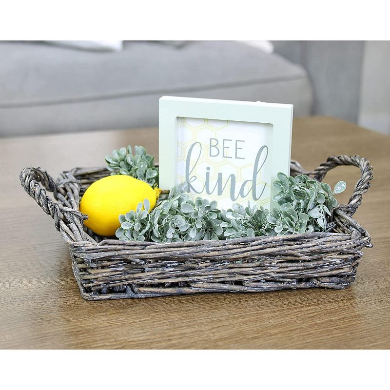 AuldHome Design Rustic Willow Basket Trays, Set of 3 (Square, Gray Washed); Natural Wicker Decorative Farmhouse Trays, 4 of 8
