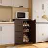LunaLulinlk 33'' Small Kitchen Pantry Cabinet with 3 Shelves and 1 Door for Kitchen Dining Room and Bathroom, Dark Brown - 3 of 4