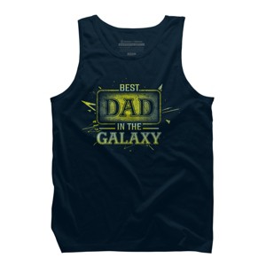 Men's Design By Humans Best Dad In Galaxy Badge By AmusingDesignCo Tank Top - 1 of 2