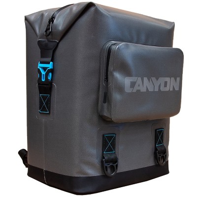 Canyon Coolers Nomad Go Indoor Outdoor 21 Quart 19 Liter Airtight Insulated Shoulder Carry Backpack Cooler with Sonic Welded Seams, Black and Blue