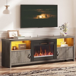 Bestier 71" Fireplace TV Stand for TVs up to 75" LED Entertainment Center with 23" Remote Control Electric Fireplace, Wash Grey - 1 of 4
