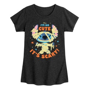 Girls' - Lilo and Stitch - So Cute It's Scary Fitted Short Sleeve Graphic T-Shirt - 1 of 4