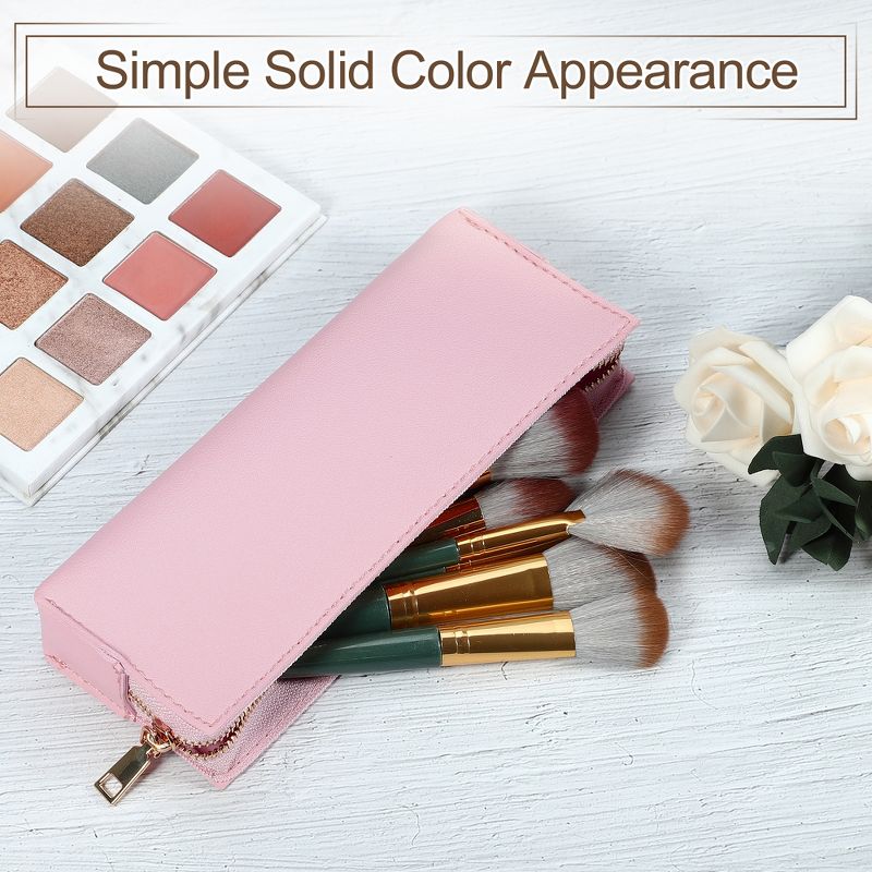 Unique Bargains Travel PU Leather Small Makeup Brush Bag, 2 of 7
