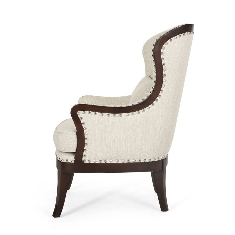 Mantua Contemporary Fabric Upholstered Accent Chair with Nailhead Trim - Christopher Knight Home, 5 of 11