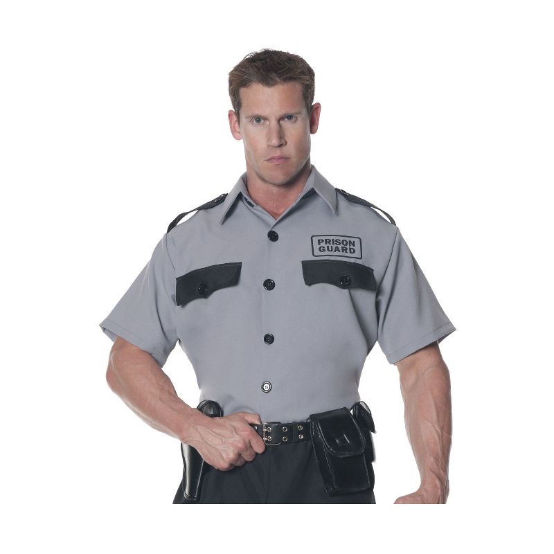 Underwraps Prison Guard Shirt Plus Size Men's Costume, 1 of 2